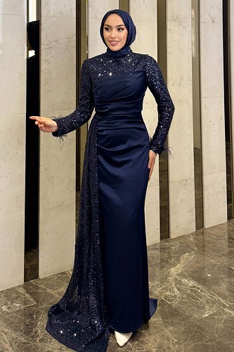 moda selvim Manşeti Otriş Detaylı Abiye 4667ALGK1170 Laci - Thumbnail