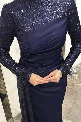 moda selvim Manşeti Otriş Detaylı Abiye 4667ALGK1170 Laci - Thumbnail