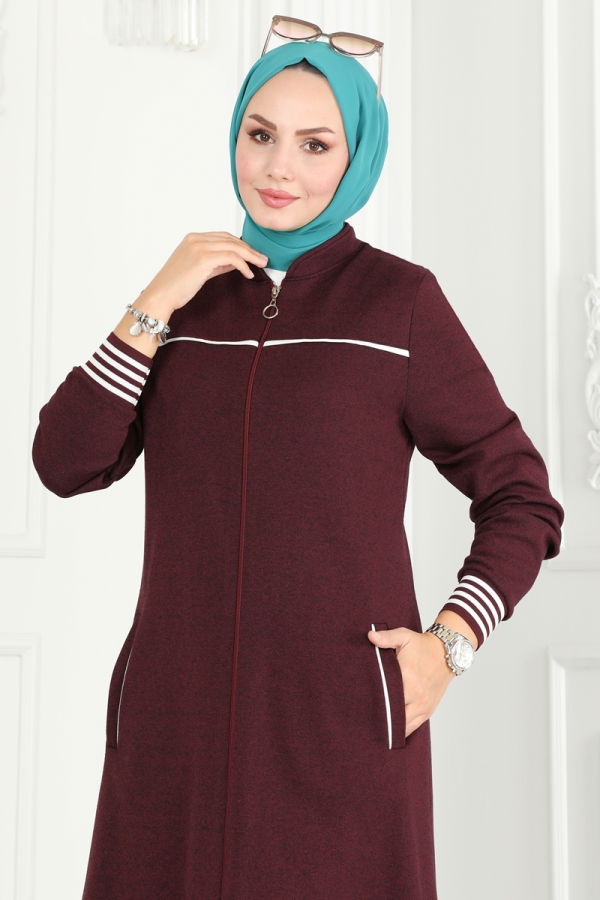 Manşeti Ribanalı Kışlık Spor Takım PL9075 Bordo&Ekru - 3