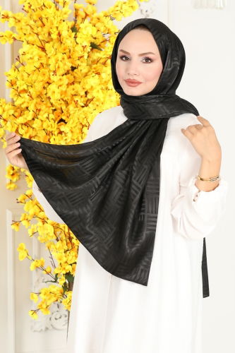 M.S.C. - Match Pattern Jacquard Shawl 304MSC814 Black