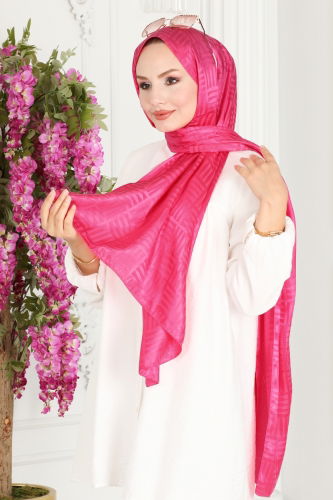 M.S.C. - Match Pattern Jacquard Shawl 304MSC814 Fuchsia