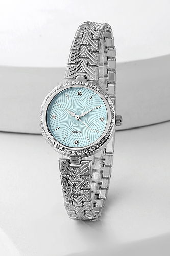 moda selvim Mavi Kadranlı Gümüş Saat 8988CLSK1184 Gümüş - Thumbnail