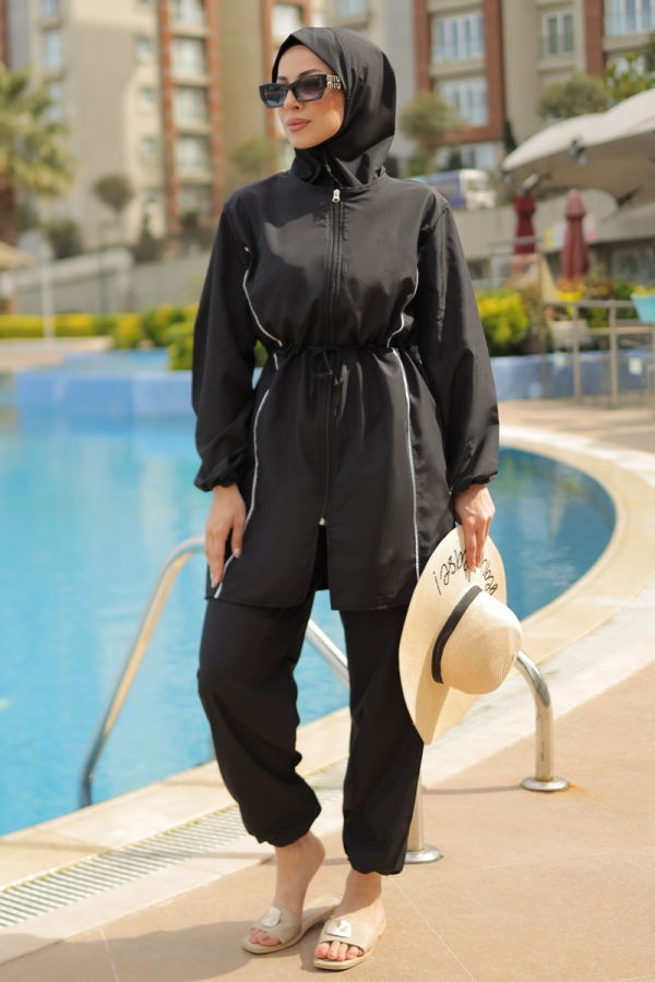 Modaselvim مايو شرعي ملابس سباحة أسود 20530ETT926