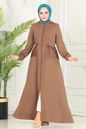 moda selvim Abaya 25224PD194 Tan - Thumbnail