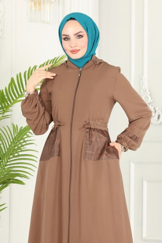 moda selvim Abaya 25224PD194 Tan - Thumbnail