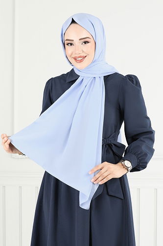 moda selvim Medine İpeği Şal Serisi 500MDL873 Bebe Mavisi - Thumbnail