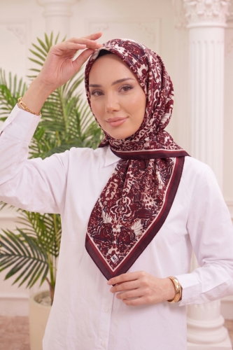 E.R.B.K. - Mercan Desen Soft Eşarp 518ERBK1201 Bordo