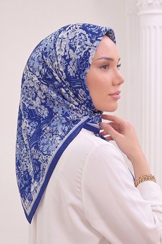 moda selvim Mercan Desen Soft Eşarp 518ERBK1201 Laci - Thumbnail