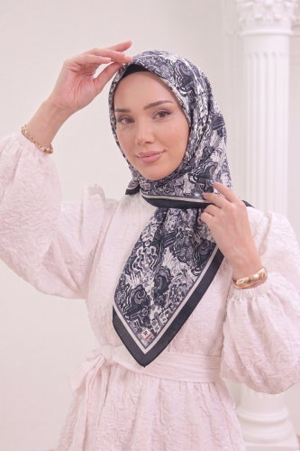 E.R.B.K. - Mercan Desen Soft Eşarp 518ERBK1201 Siyah
