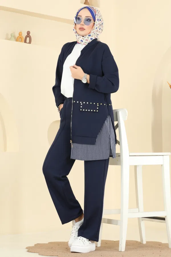 Modaselvim Kombin Metal Aksesuarlı Spor Takım 14410SBL832 Laci