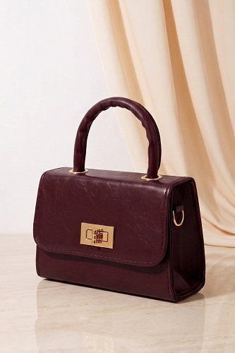 moda selvim Mini El Ve Omuz Çantası 4027LPRK1206 Bordo - Thumbnail