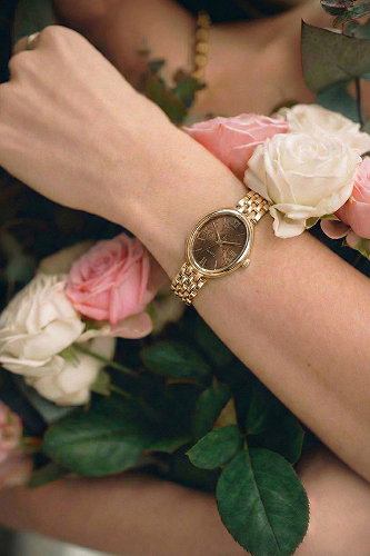 moda selvim Minimal Zarif Günlük Saat 8830CLSK1184 Gold&Kahve - Thumbnail