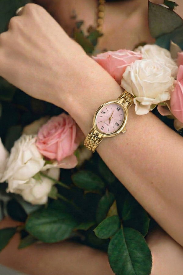 Modaselvim SAAT Minimal Zarif Günlük Saat 8830CLSK1184 Gold&Pembe