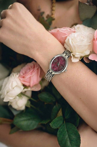 moda selvim Minimal Zarif Günlük Saat 8830CLSK1184 Gümüş&Bordo - Thumbnail