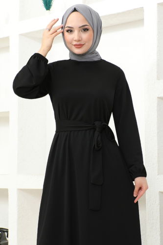 moda selvim Dress MSL209 Black - Thumbnail