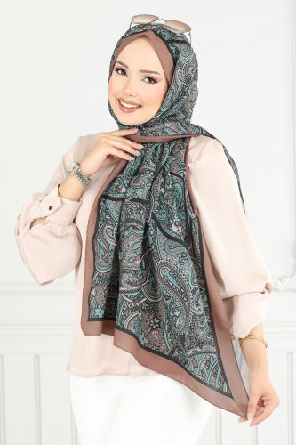 moda selvim Monogram Desen Soft Şal Serisi 708ART1138 Taba - Thumbnail