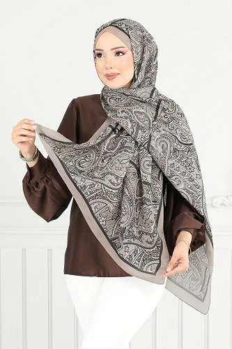 moda selvim Monogram Desen Soft Şal Serisi 708ART1138 Vizyon - Thumbnail