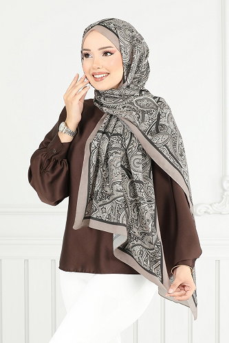 moda selvim Monogram Desen Soft Şal Serisi 708ART1138 Vizyon - Thumbnail