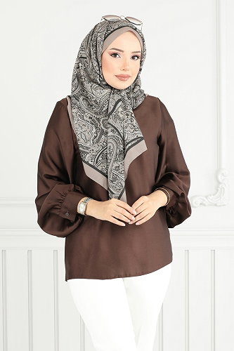 moda selvim Monogram Desen Soft Şal Serisi 708ART1138 Vizyon - Thumbnail