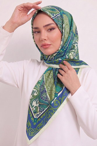 moda selvim Motif Desen Eşarp Serisi 188AFV475 Taş&Saks - Thumbnail