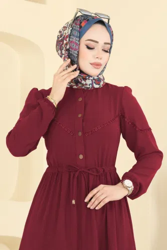 O.R.G. - Motif Detaylı Aerobin Elbise 6601ORG1169 Bordo