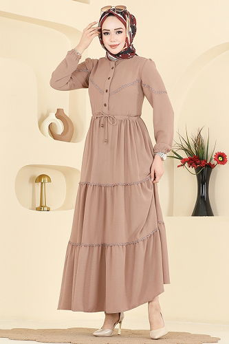 moda selvim Motif Detaylı Aerobin Elbise 6601ORG1169 Vizyon - Thumbnail