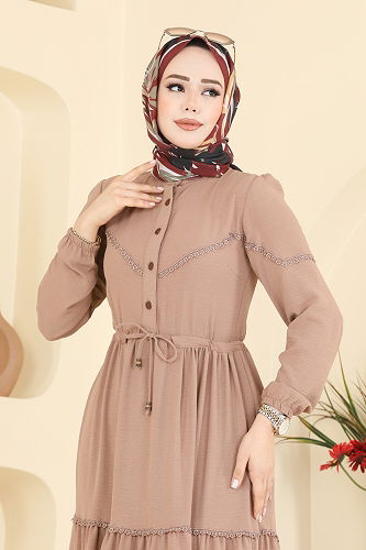 moda selvim Motif Detaylı Aerobin Elbise 6601ORG1169 Vizyon - Thumbnail