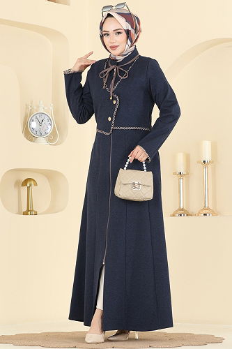 moda selvim Motif Detaylı Tivit Ferace 2771SL432 Laci - Thumbnail