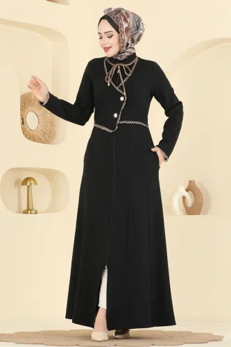 S.L. - Motif Detaylı Tivit Ferace 2771SL432 Siyah