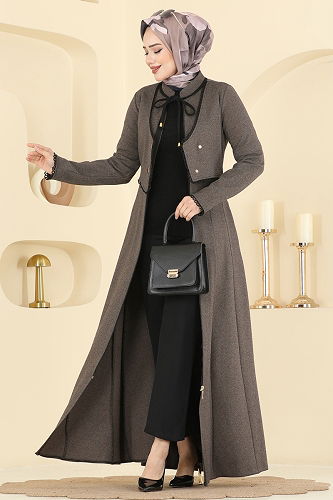 moda selvim Motif Detaylı Tivit Ferace 2771SL432 Vizyon - Thumbnail