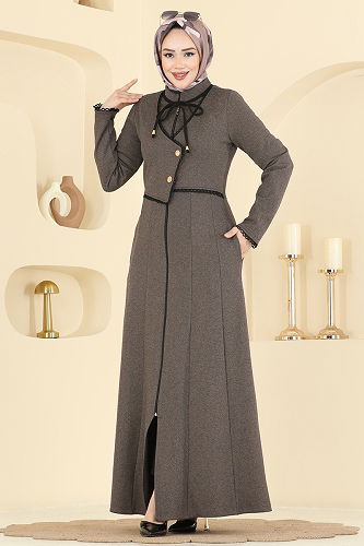 moda selvim Motif Detaylı Tivit Ferace 2771SL432 Vizyon - Thumbnail