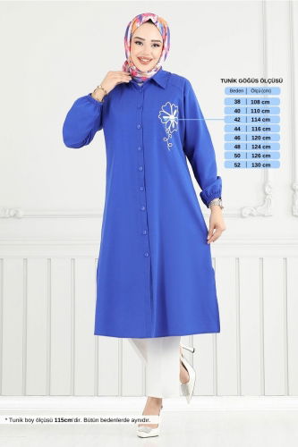 MRV P.M. - Nakış Detay Tesettür Tunik 4095PM1063-M Saks