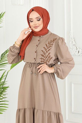 moda selvim Nakış Detaylı Aerobin Elbise PL9069 Vizyon - Thumbnail