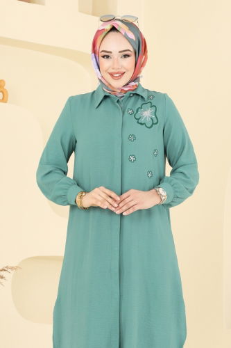 moda selvim Nakış İşlemeli Aerobin Takım 409DVL817 Mint - Thumbnail