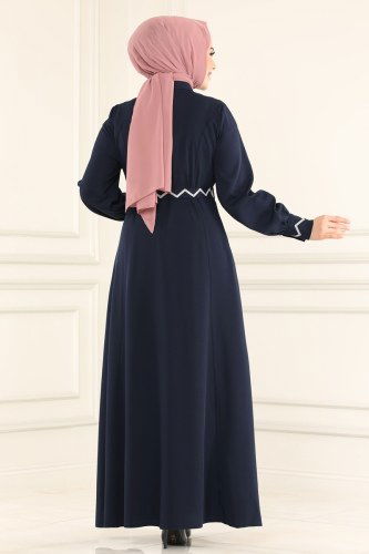 moda selvim Nakış İşlemeli Tesettür Ferace 4523AH193 Laci - Thumbnail