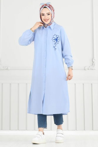 P.R.M. - Nakış İşlemeli Tesettür Tunik 4095PM271 Bebe Mavisi