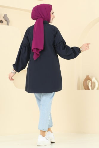 moda selvim Nakış İşlemeli Tunik 4060ASN888 Laci - Thumbnail