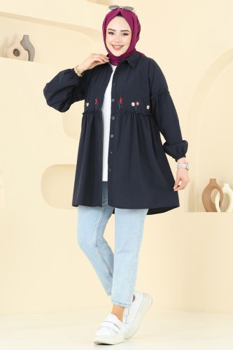 moda selvim Nakış İşlemeli Tunik 4060ASN888 Laci - Thumbnail