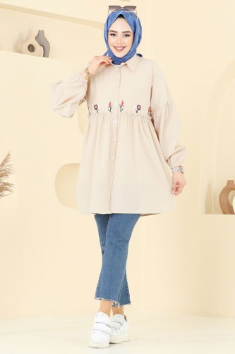 A.S.N. - Nakış İşlemeli Tunik 4060ASN888 Taş