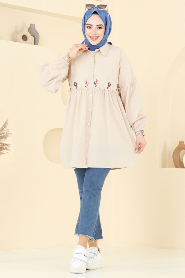 Modaselvim Tunik Nakış İşlemeli Tunik 4060ASN888 Taş