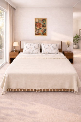 B.L.H. - Naturel Pike Takımı Çift Kişilik 8003BLH1197 Krem