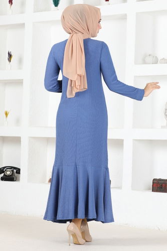 moda selvim Dress MSL5061 Indigo - Thumbnail