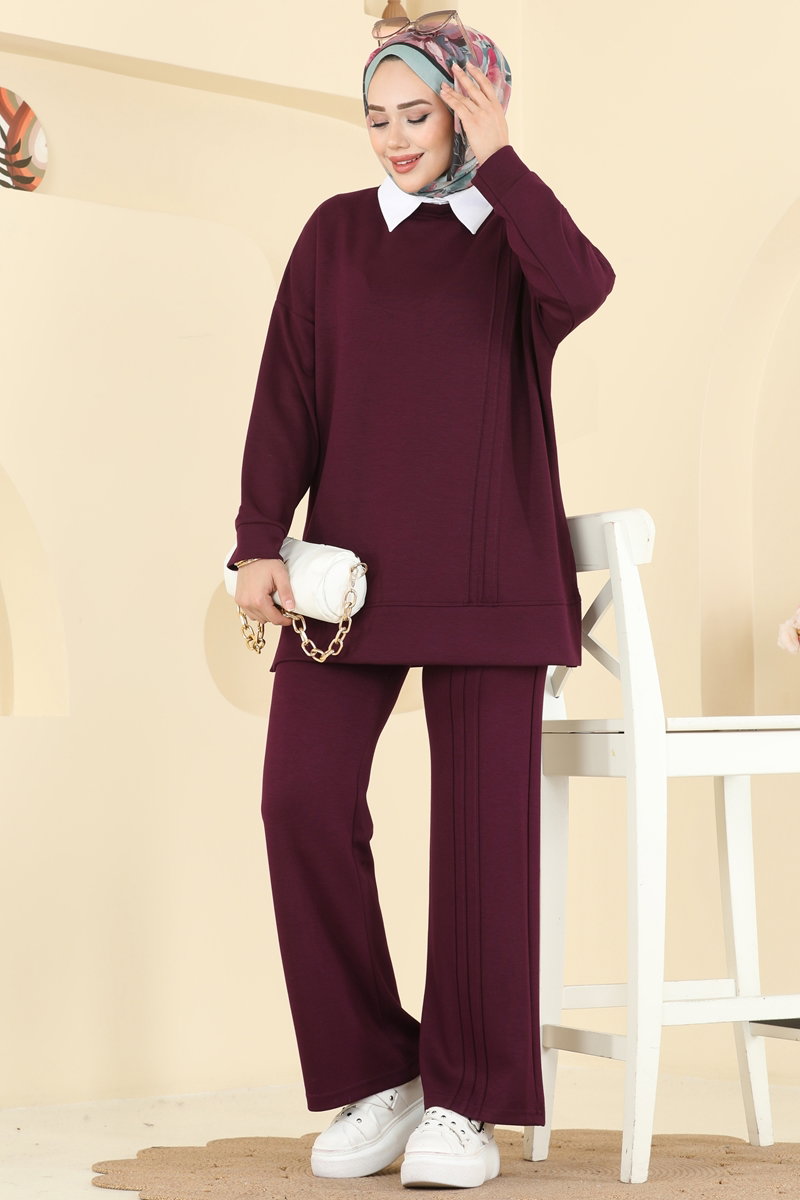 Nervür Detay Modal Takım 2607MSZ1172 Bordo