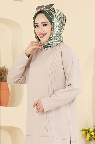 moda selvim Nervür Detay Modal Takım 2607MSZ1172 Taş - Thumbnail