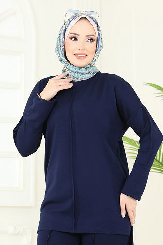 moda selvim Nervür Detay Modal Takım 5689ZNK1009 Laci - Thumbnail