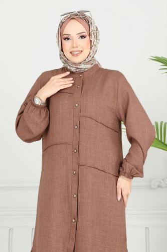 moda selvim Nervür Detay Sofia Takım 3114HBS856 Taba - Thumbnail