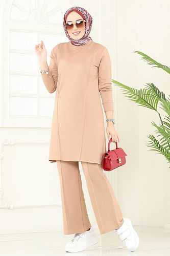 moda selvim Nervür Detay Tesettür Takım 2704AYD574 Vizyon - Thumbnail