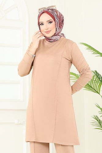 moda selvim Nervür Detay Tesettür Takım 2704AYD574 Vizyon - Thumbnail