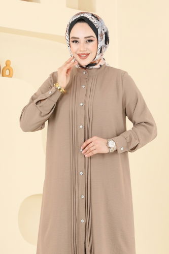 moda selvim Nervür Detay Tesettür Takım 3104HBS856 Koyu Vizyon - Thumbnail