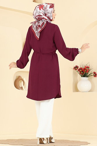 moda selvim Nervür Detaylı 2 li Takım 2908SLK540 Bordo&Ekru - Thumbnail